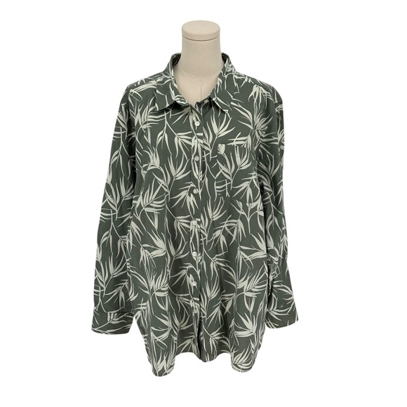 Lands' End Other - Lands End Mens 2X Green Leaf Print Button Down Long Sleeve Shirt